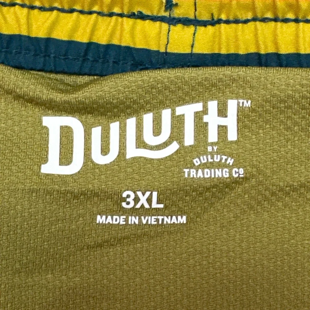 Duluth Board Shorts Mens 3XL Teal Pier Genius Striped 9in Swim Trunks Lined EUC